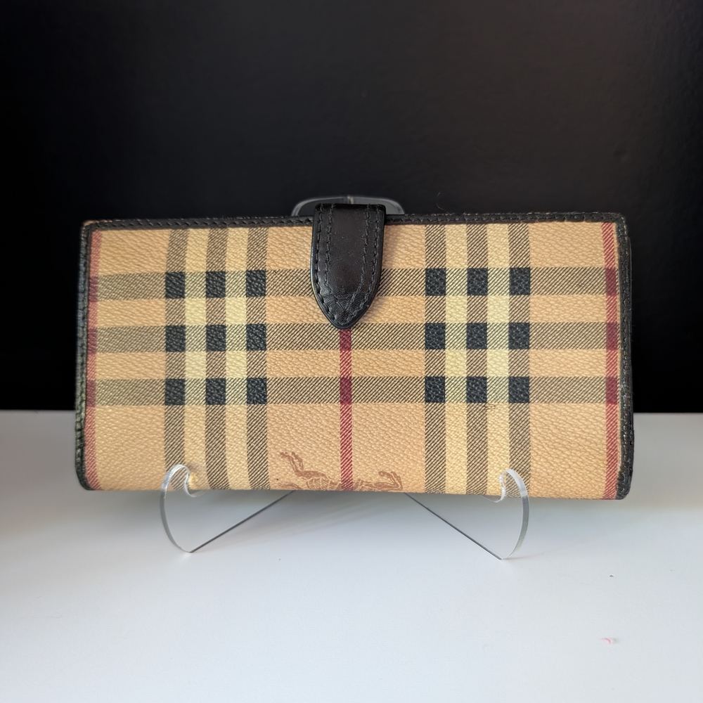Burberry Beige Black Red Check Continental Wallet